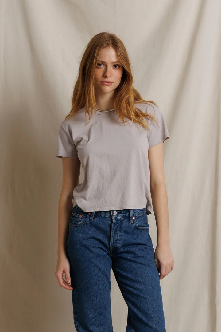 Perfect White Tee - Harley Boxy Crew in Cloud Grey
