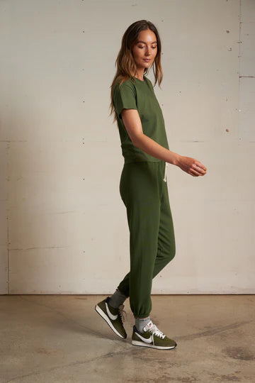 Perfect White Tee - Harley Boxy Crew in Fern Green