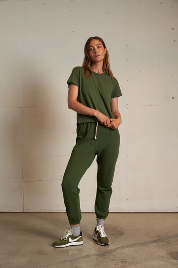 Perfect White Tee - Harley Boxy Crew in Fern Green