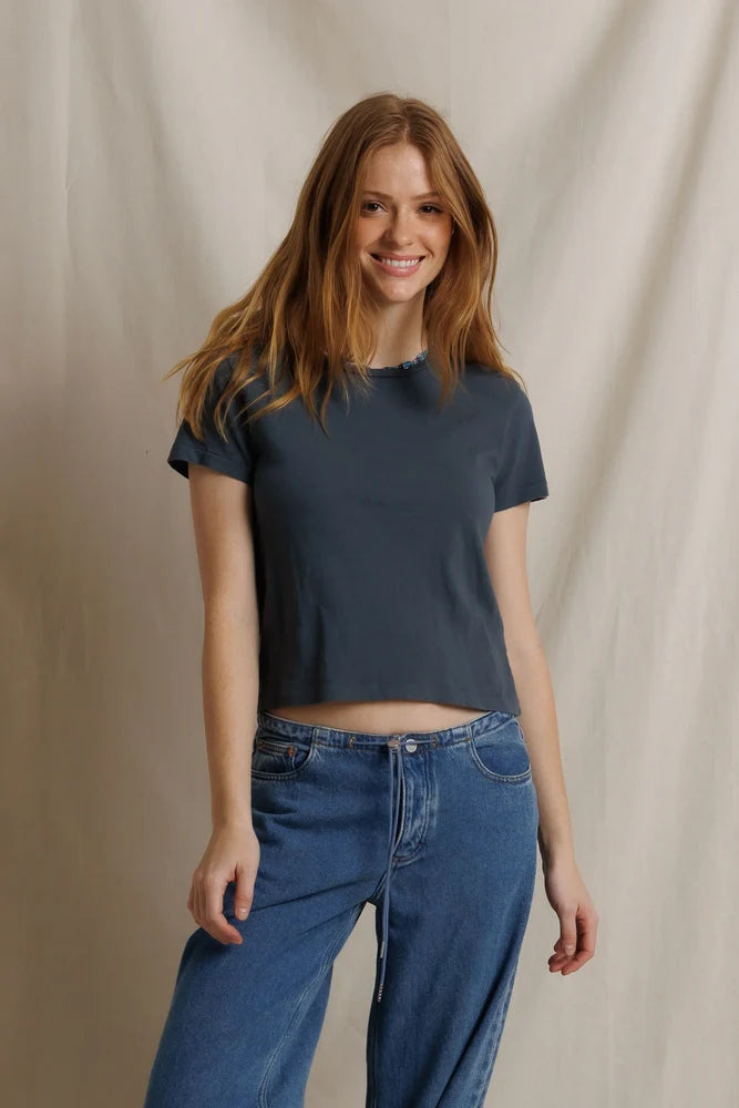 Perfect White Tee - Harley Boxy Crew in Turbulence