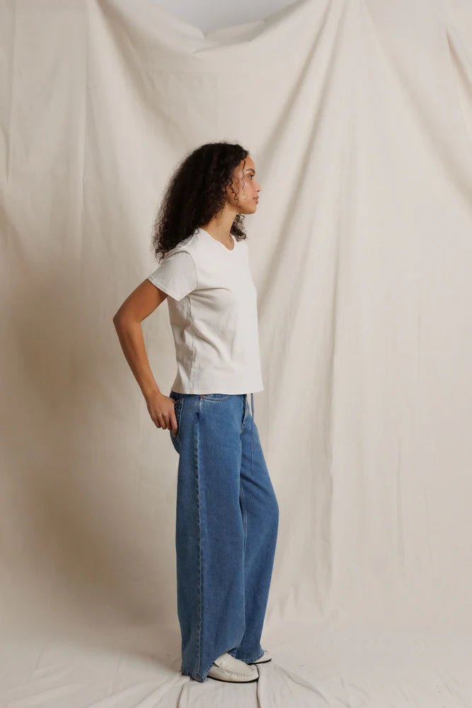 Perfect White Tee - Harley Boxy Crew in White Cap