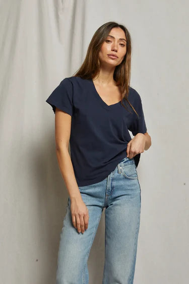 Perfect White Tee – Hendrix V-Neck Tee in Navy