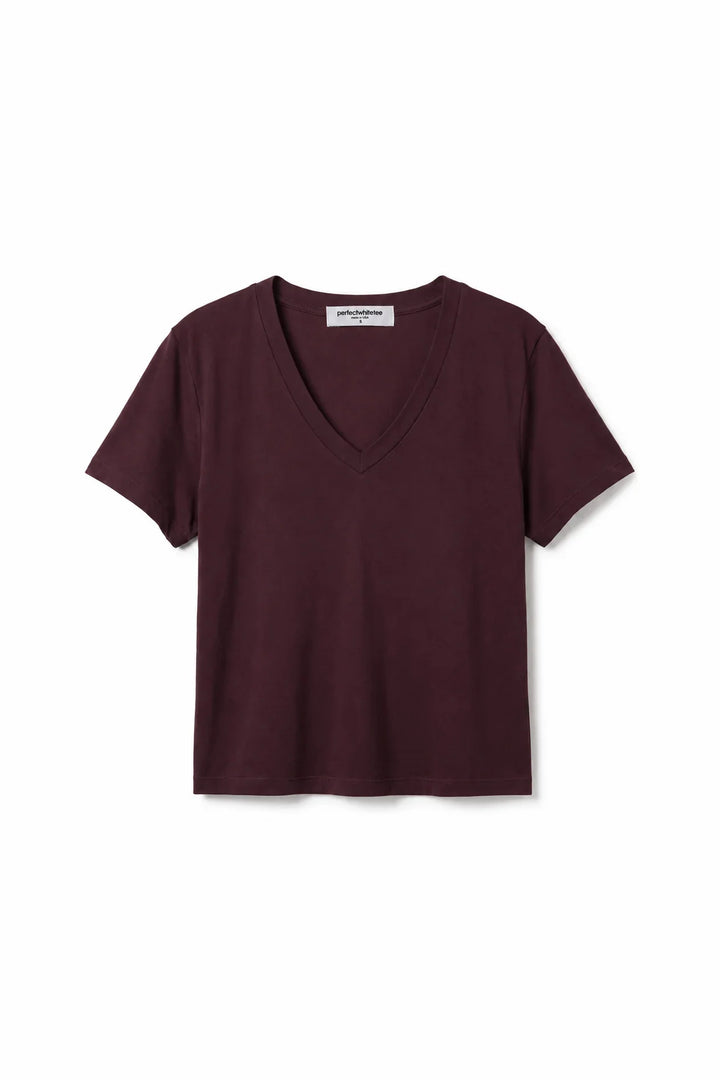 Perfect White Tee – Hendrix V-Neck Tee in Cherry Lacquer