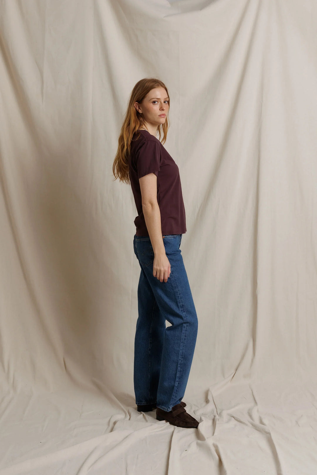 Perfect White Tee – Hendrix V-Neck Tee in Cherry Lacquer