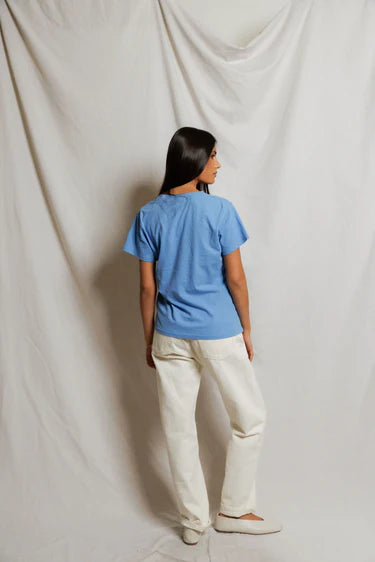 Perfect White Tee – Hendrix V-Neck Tee in Pacific Blue