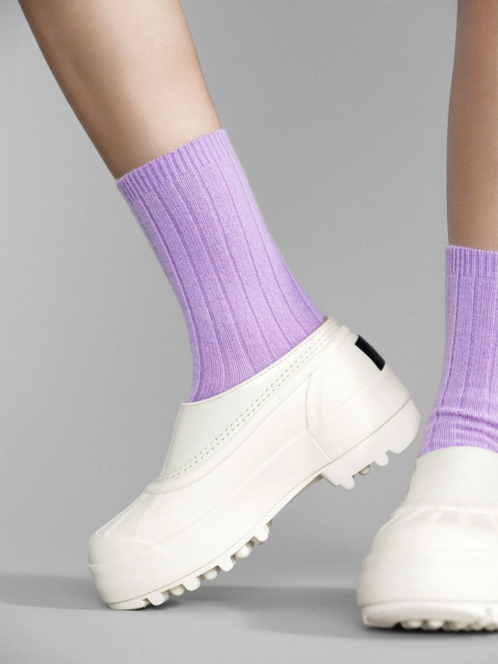 Hansel from Basel - Italia Cashmere Cozy Rib Crew Socks in Lilac