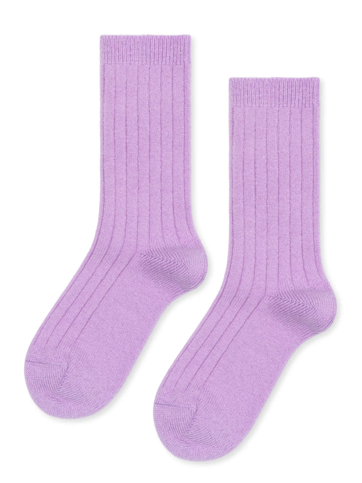 Hansel from Basel - Italia Cashmere Cozy Rib Crew Socks in Lilac