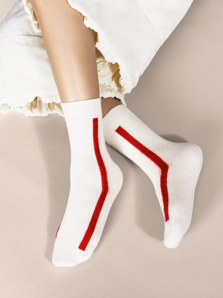 Hansel from Basel – Racing Stripe Cashmere Crew in Ivory