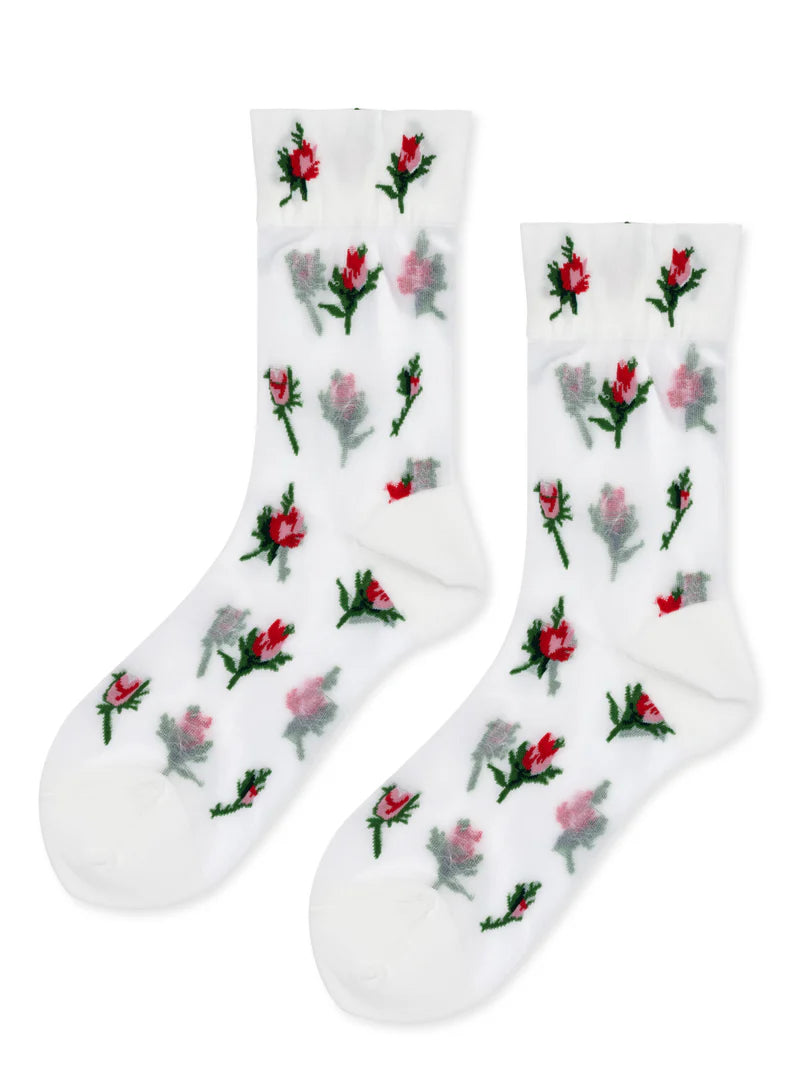 Hansel from Basel – Rosebud Sheer Crew in White