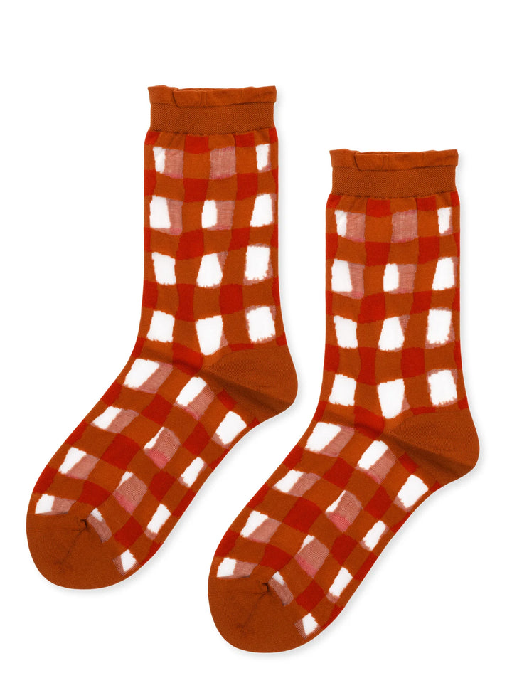 Hansel from Basel – Google Gingham Sheer Crew in Ochre