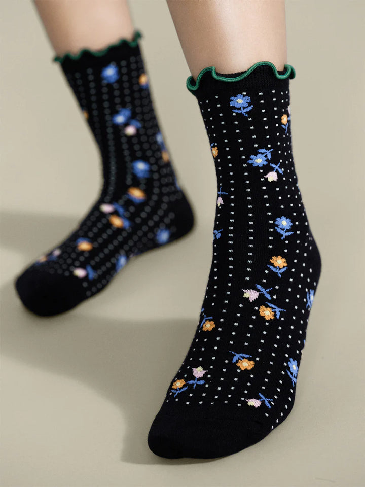 Hansel from Basel – Dottie Floral Crew in Black