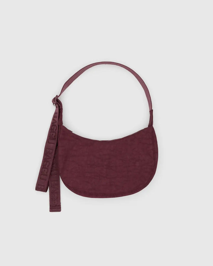 BAGGU - Small Nylon Crescent Bag in Mahogany