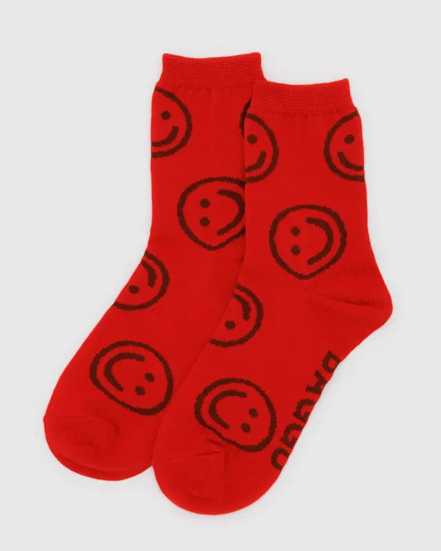 BAGGU - Crew Sock in Red Happy