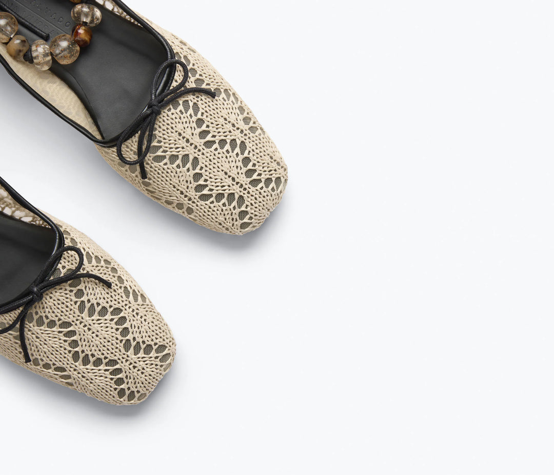 Freda Salvador – Jada FS X Lorna Murray Square Toe Ballet Flat in Diamond Raffia