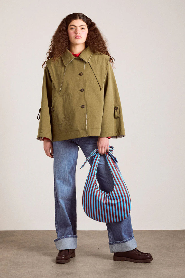 Damson Madder – Jerry Crop Trench Coat in Olive