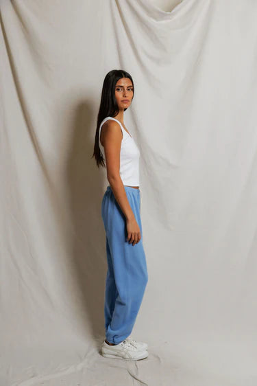Perfect White Tee – Johnny French Terry Easy Sweatpant in Pacific Blue