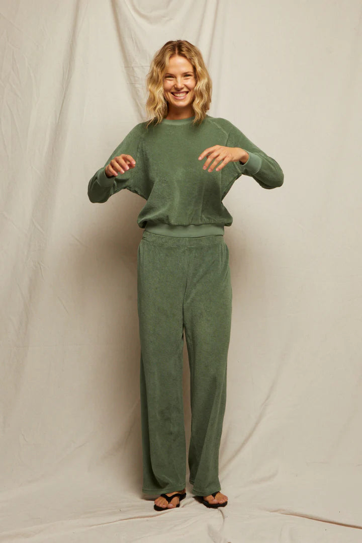 Perfect White Tee – Katie Loop Terry Sweatpant in Aloe