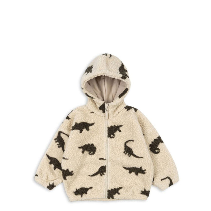 Konges Slojd - Jody Teddy Hoodie in Gris Dinosaur