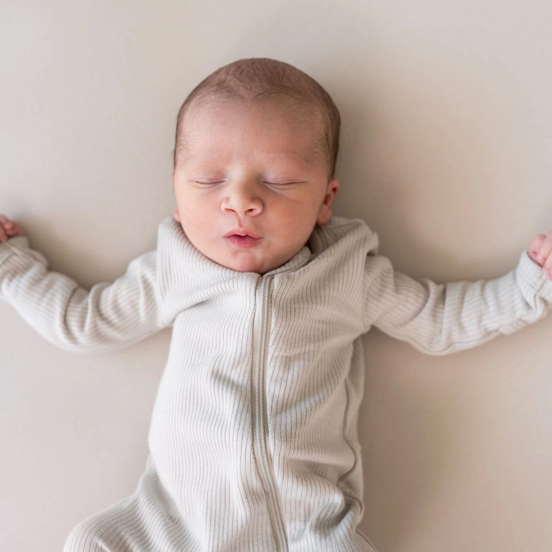 Kyte Baby - Ribbed Zipper Romper in Oat
