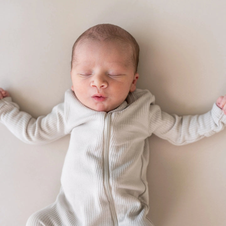 Kyte Baby - Ribbed Zipper Romper in Oat
