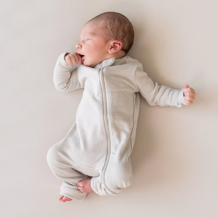 Kyte Baby - Ribbed Zipper Romper in Oat