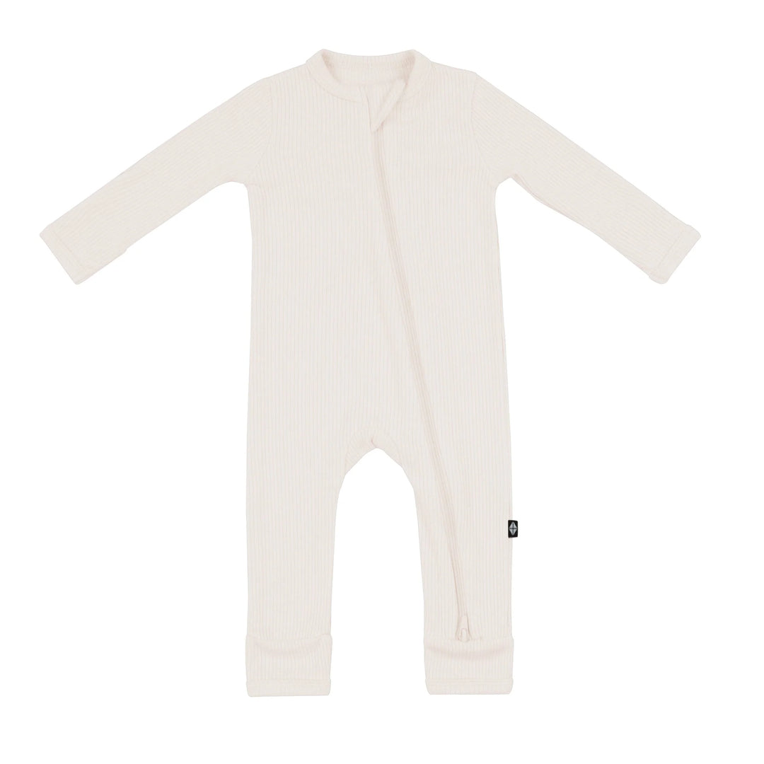 Kyte Baby - Ribbed Zipper Romper in Oat
