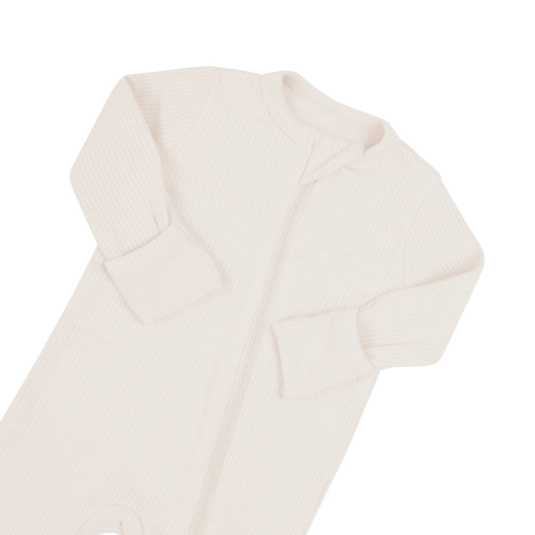 Kyte Baby - Ribbed Zipper Romper in Oat