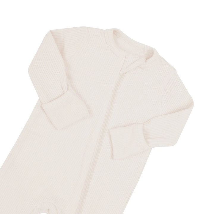 Kyte Baby - Ribbed Zipper Romper in Oat