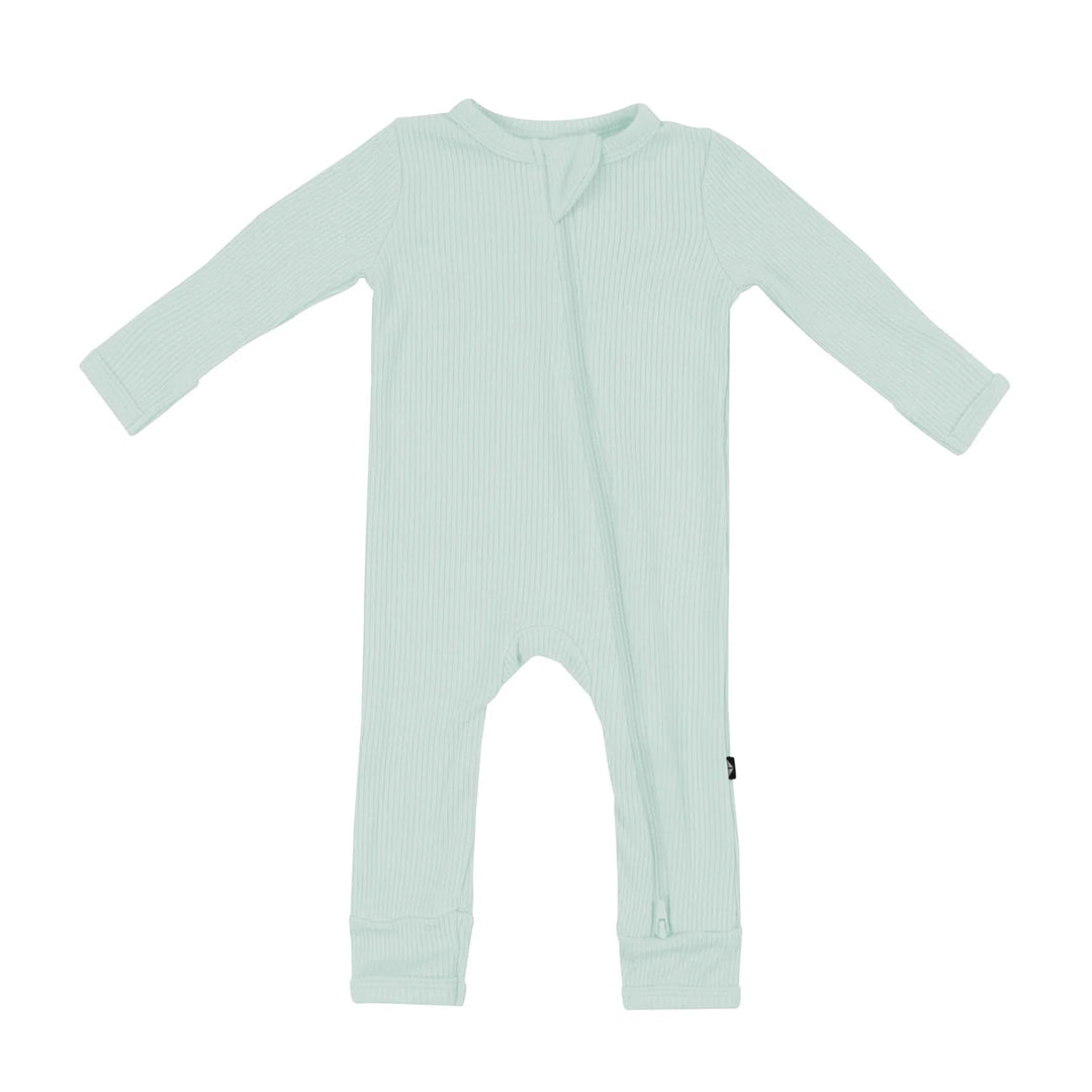 Kyte BABY - Ribbed Zippered Romper in Sage
