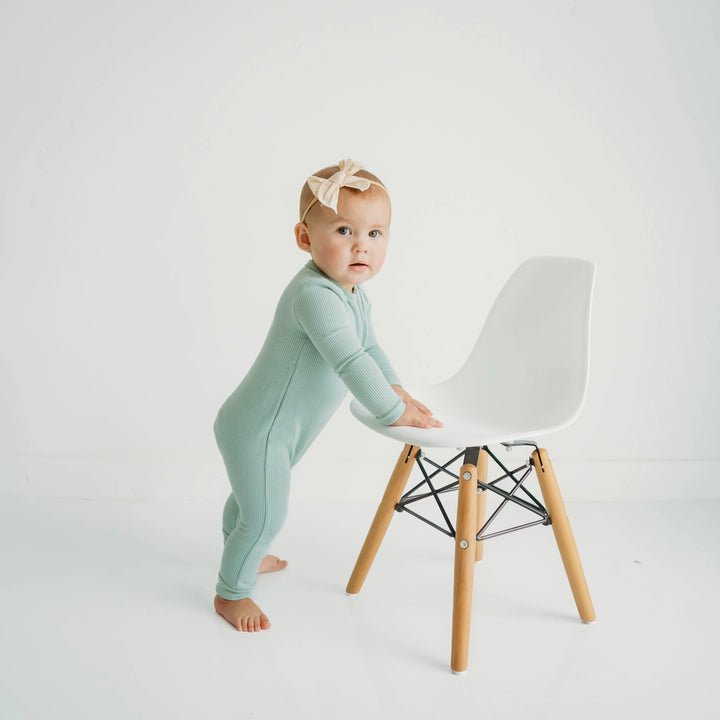 Kyte BABY - Ribbed Zippered Romper in Sage