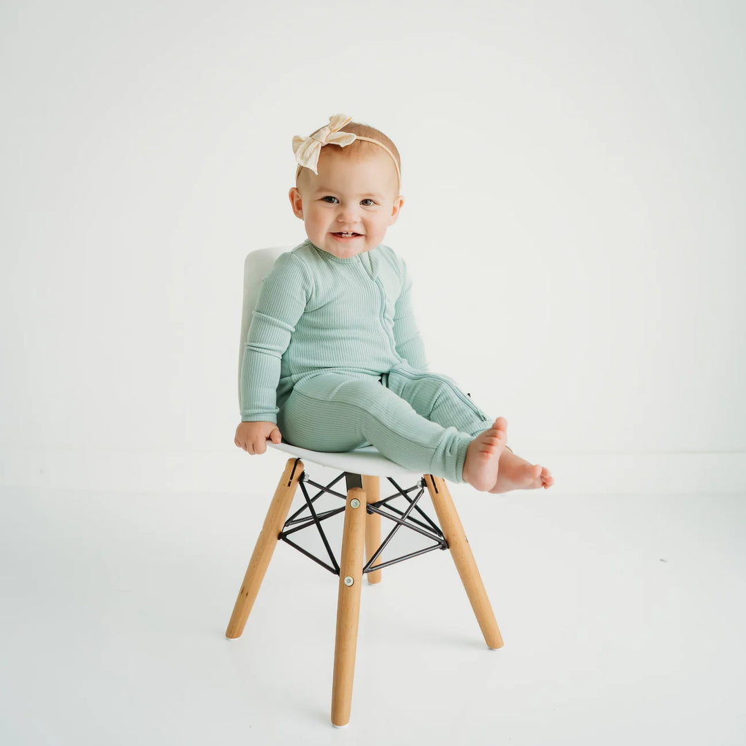 Kyte BABY - Ribbed Zippered Romper in Sage