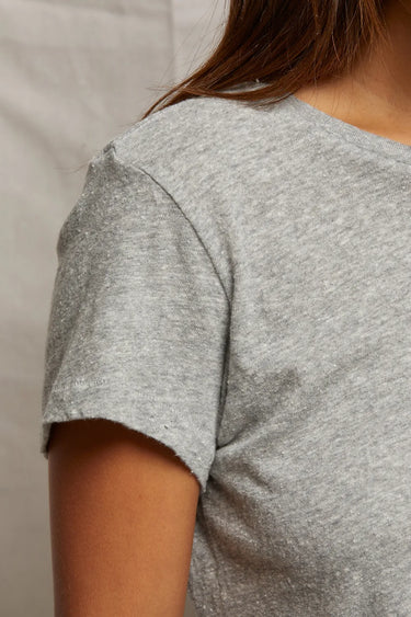 Perfect White Tee - Lisa Short Sleeve Cotton Tee in Heather Grey