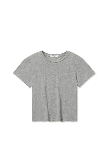 Perfect White Tee - Lisa Short Sleeve Cotton Tee in Heather Grey