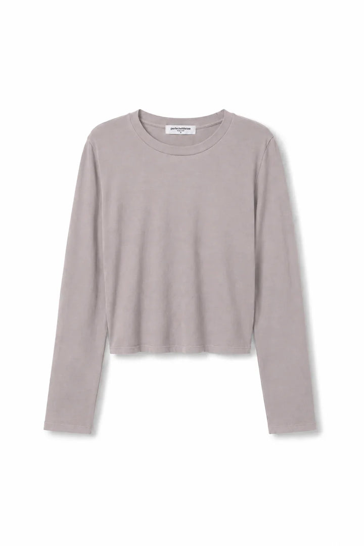 Perfect White Tee - Lisa Long Sleeve Crew Neck in Cloud Grey