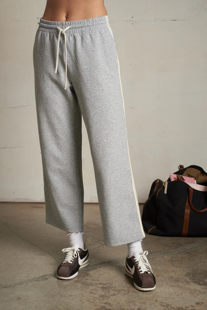 Perfect White Tee - Claud Cropped Travel Track Pant in Heather Grey