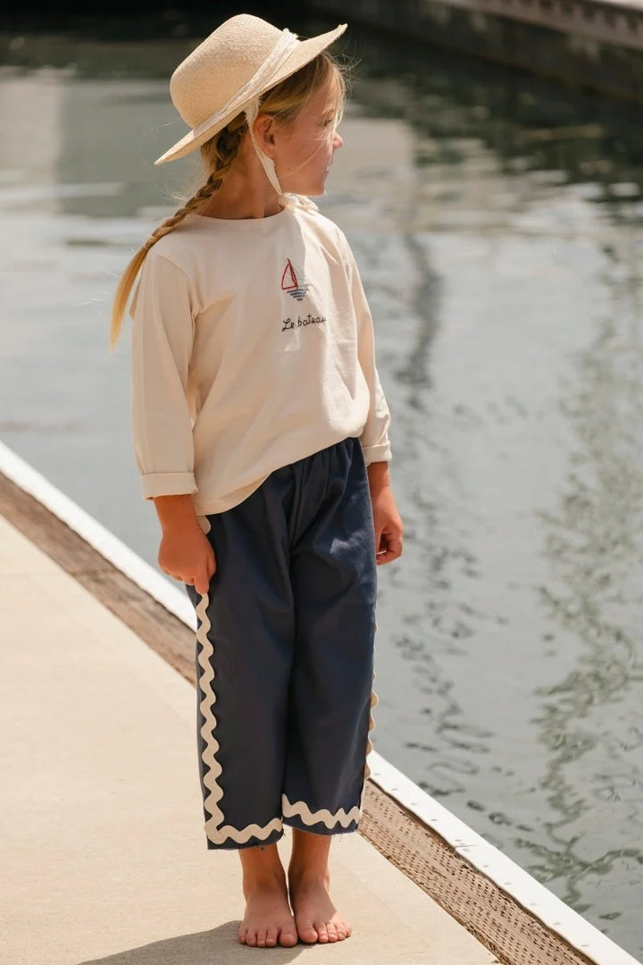 Wild Wawa- Wide Leg Pant in Mar Azul