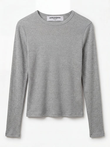 Perfect White Tee – Marcela Recycled Cotton Long Sleeve Tee in Heather Grey