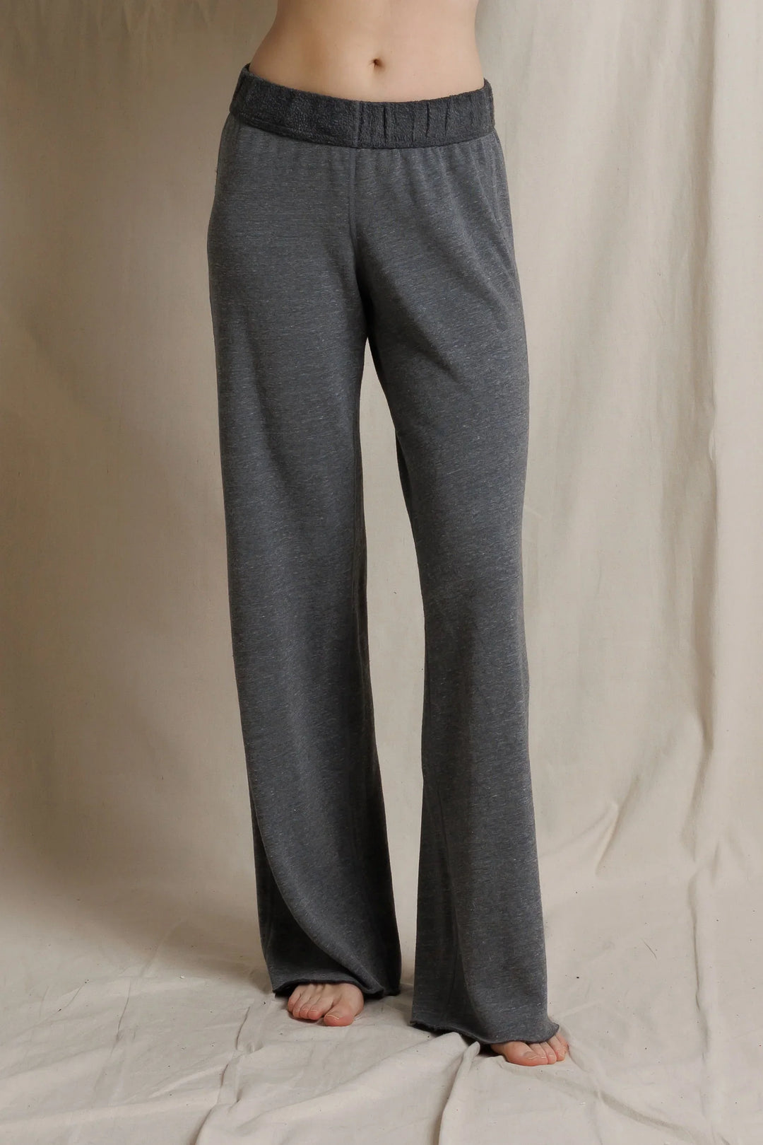 Perfect White Tee - Marley Fleece Pant in Dark Heather Grey