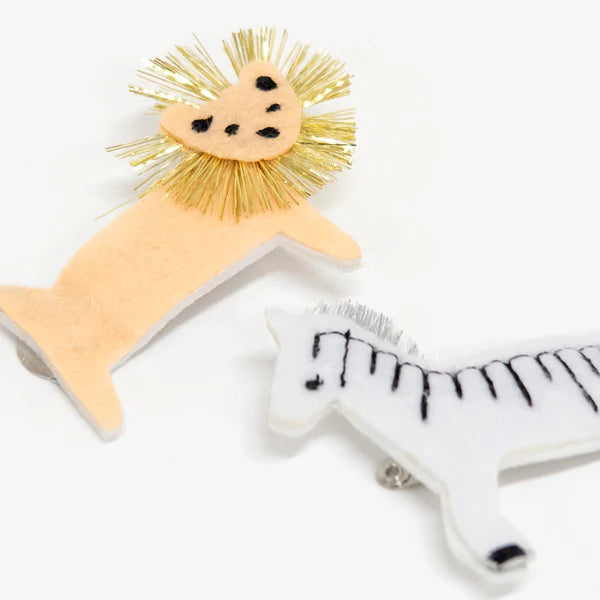 Meri Meri - Zebra & Lion Felt Hair Clips