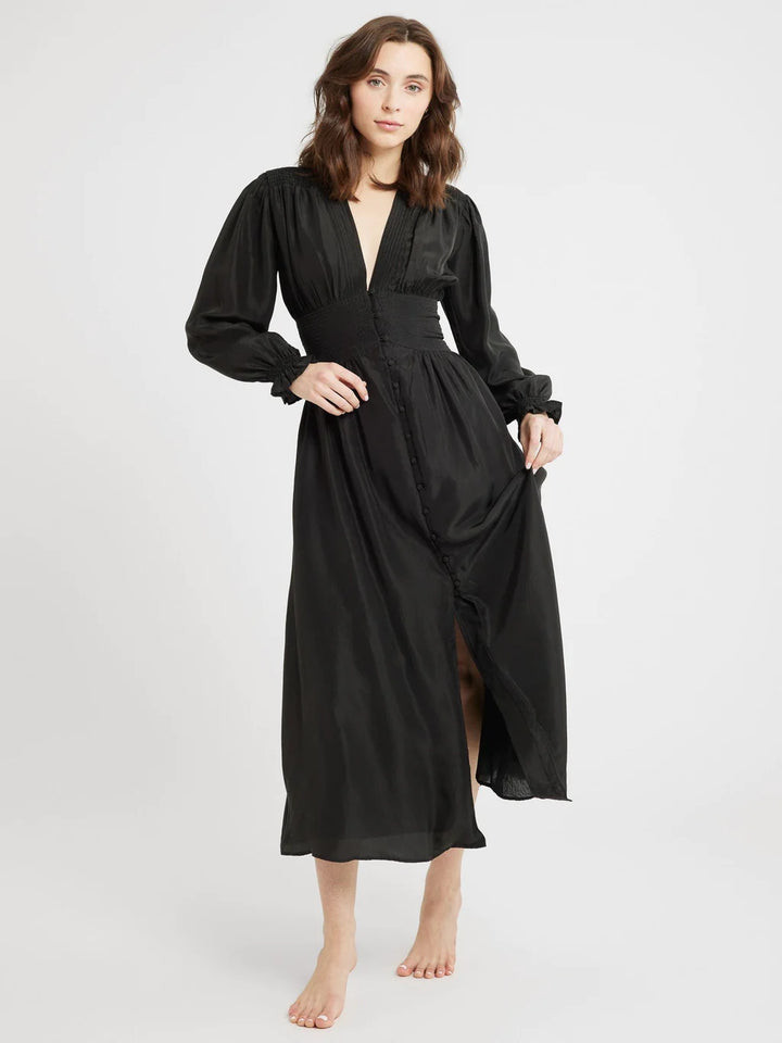 Mille – Anya Dress in Black Washed Silk