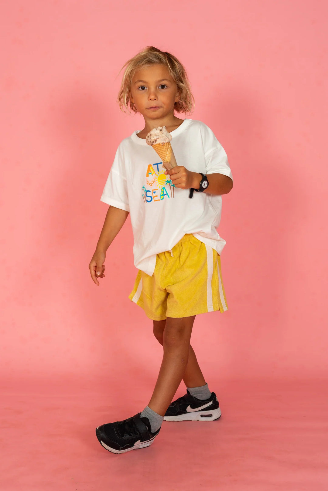 Mini Terry Shorts in Butter Yellow