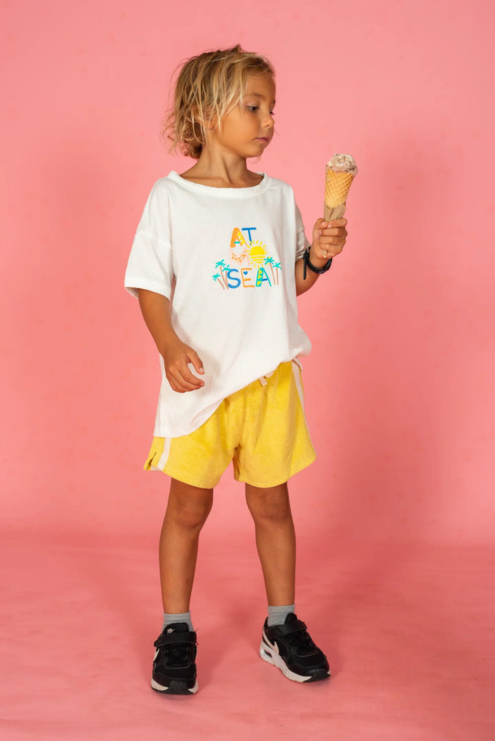 Mini Terry Shorts in Butter Yellow