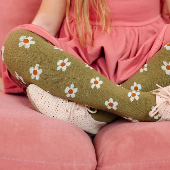 Little Stocking Co. - Knit Tights in Olive Floral
