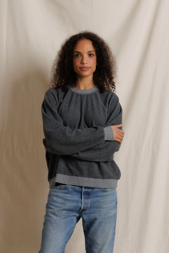 Perfect White Tee - Ziggy Reverse Fleece Oversize Crewneck in Dark Heather Grey