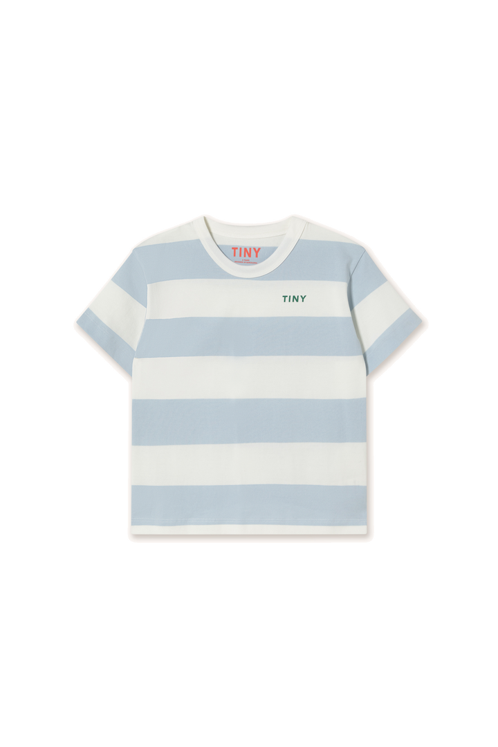 Tiny Cottons – Stripes Knit Tee in Washed Blue