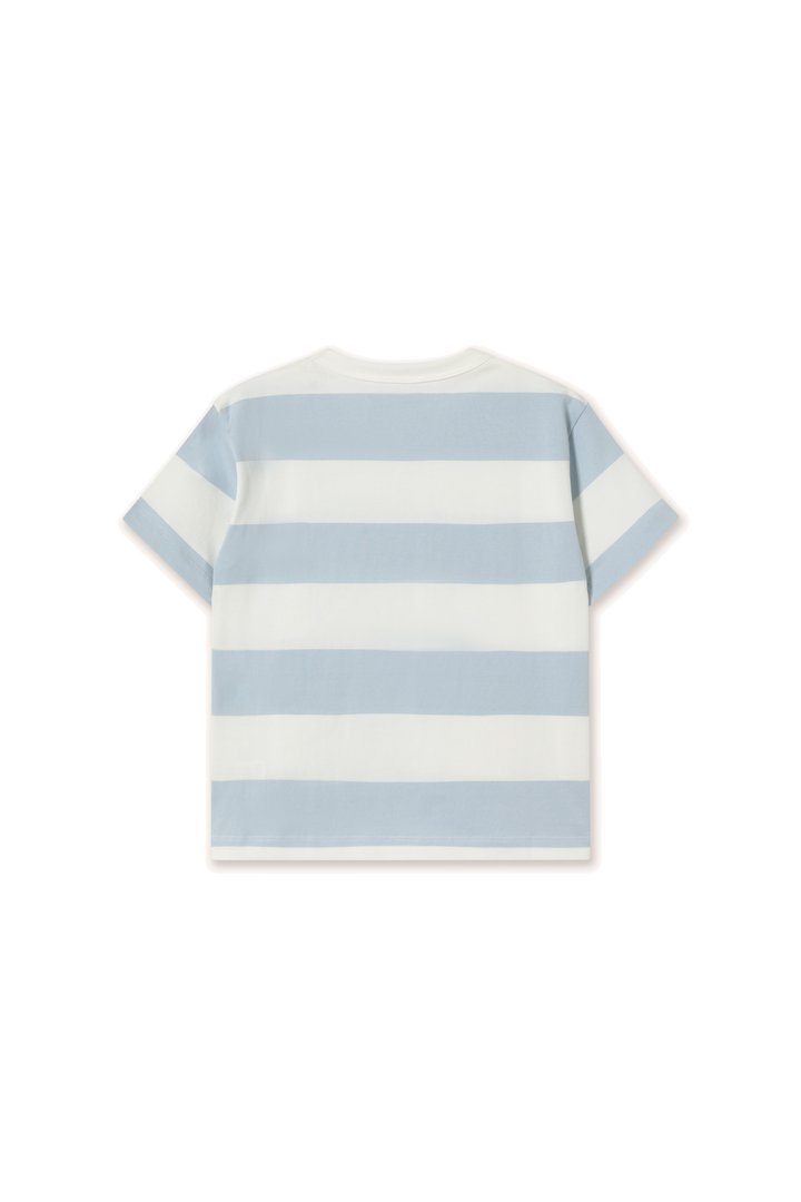 Tiny Cottons – Stripes Knit Tee in Washed Blue