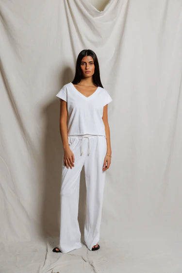 Perfect White Tee – Pearl Japanese Jersey V-Neck Tee in White