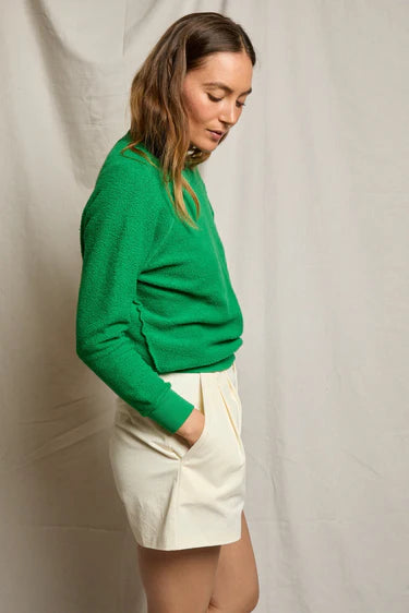 Perfect White Tee - Ziggy Reverse Fleece Shrunken Crewneck in Grass