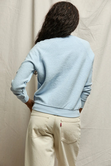 Perfect White Tee - Ziggy Reverse Fleece Shrunken Crewneck in Powder Blue