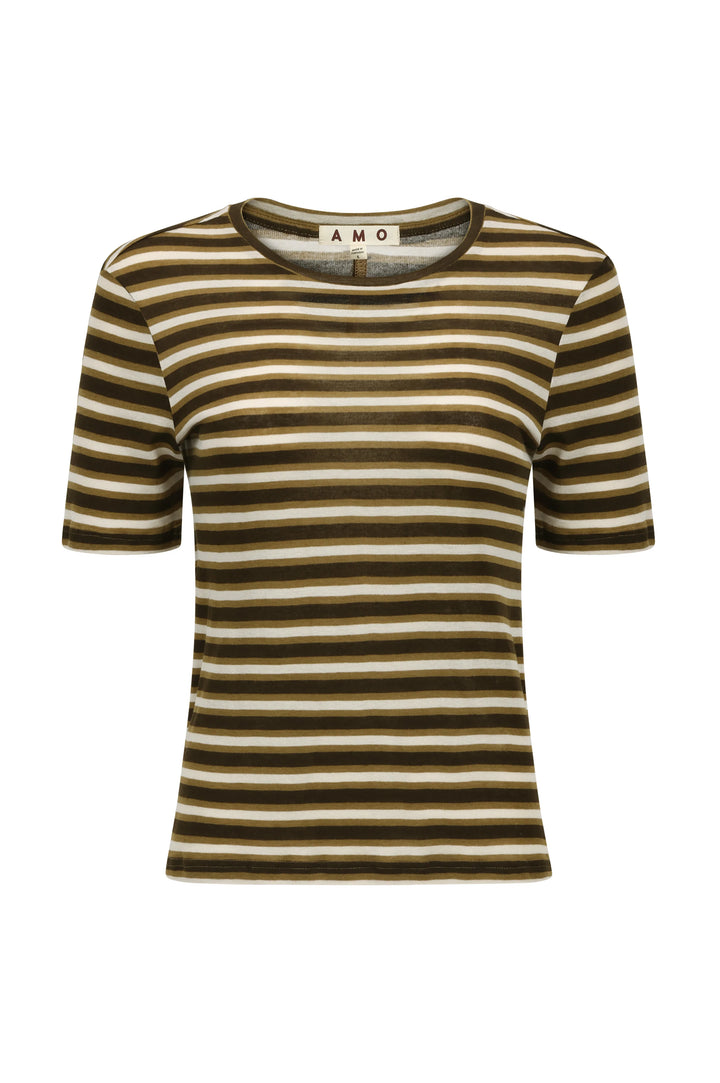 AMO Denim – Quinn Short Sleeve Tee in Veil Stripe
